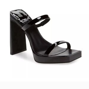 Jeffrey Campbell Hustler Platform Sandal Black Patent size 7